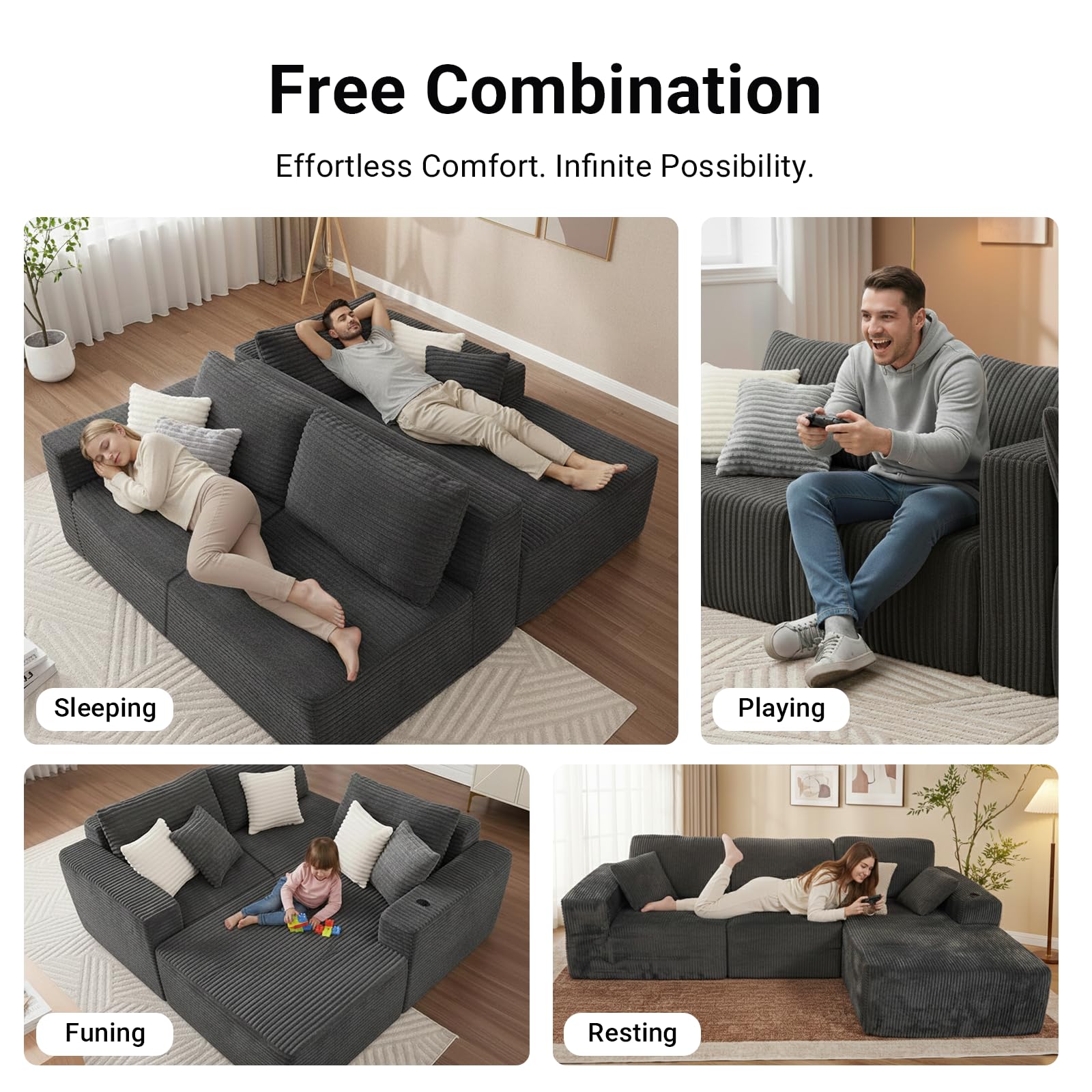 Amazon｜COZI 109インチ(277cm) 3人掛け カウチソファ L字型